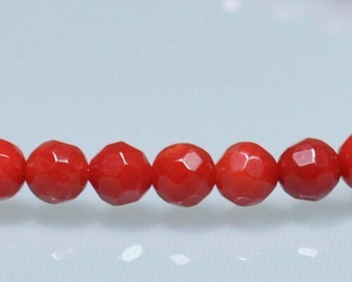 Faceted Red Coral (Dyed) Beads 5mm | Sold By 1 Strand(7") | BS0023